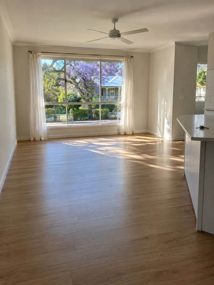 Empty, freshly cleaned living room on move-out day