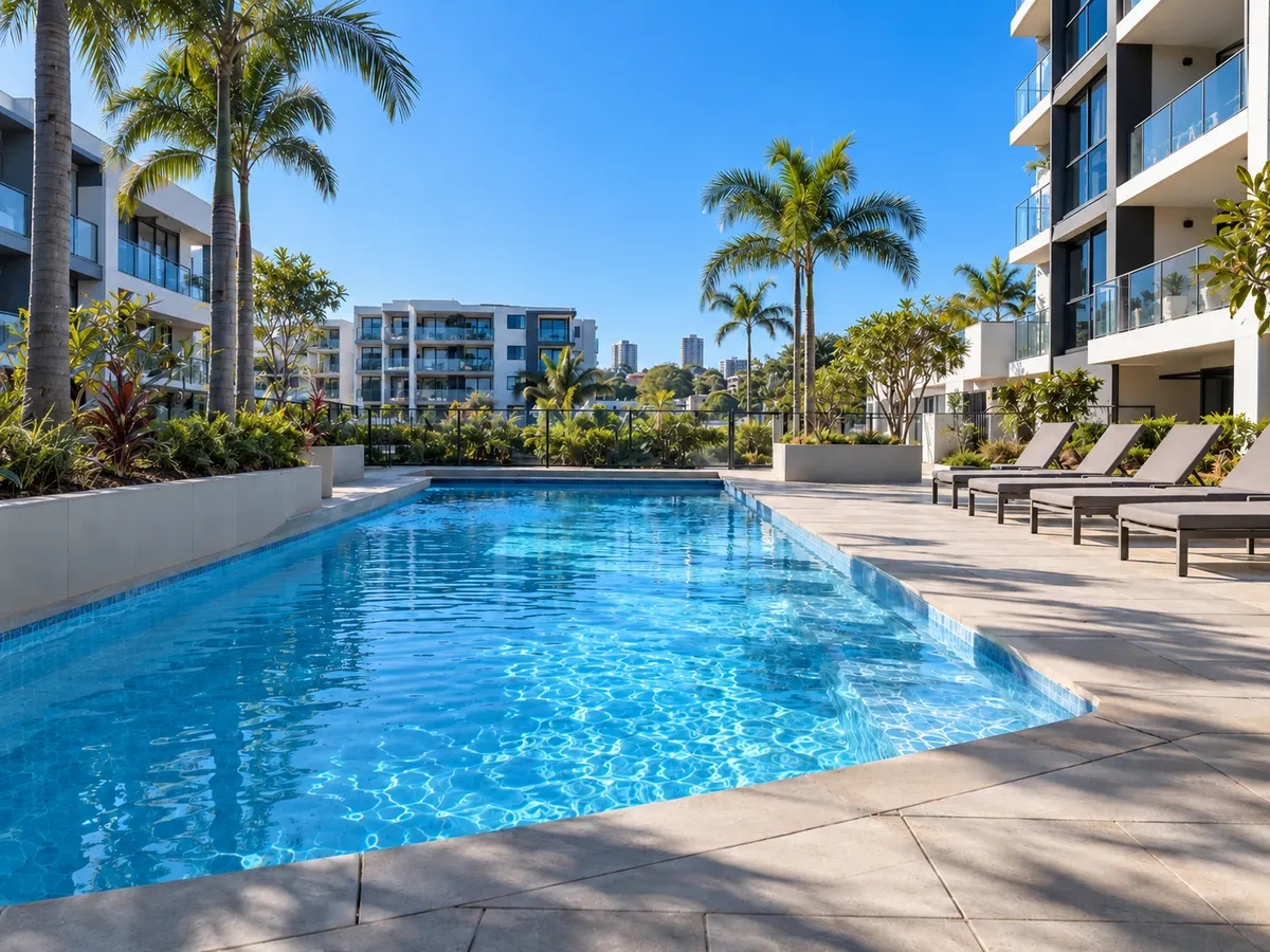 Clean apartment complex pool area