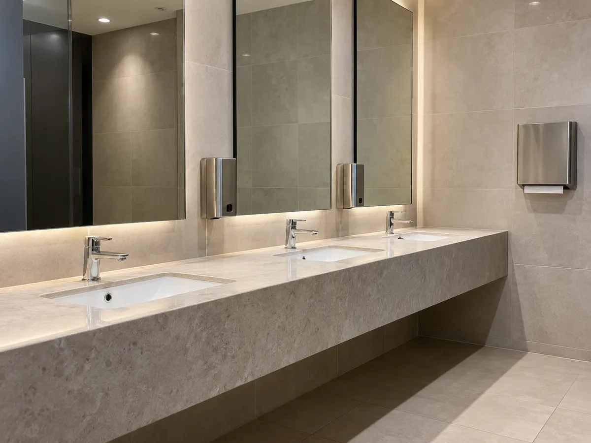 Clean commercial washroom